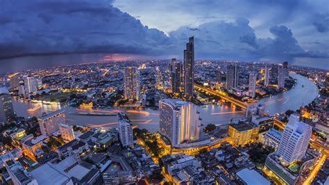 Perspective Thailand Thai Bangkok City River Landscape Sky
