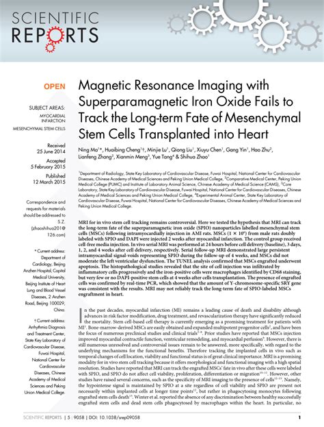 Pdf Magnetic Resonance Imaging With Superparamagnetic Iron Oxide Fails To Track The Long Term