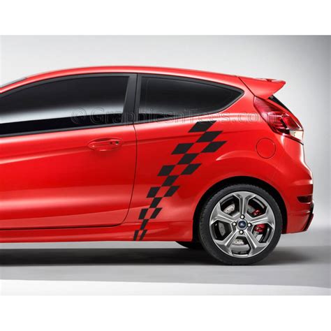 Mk7 Ford Fiesta Check Checker Flag Custom Side Graphic Decal