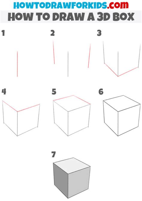 How To Draw A 3d Box Easy Drawing Tutorial For Kids