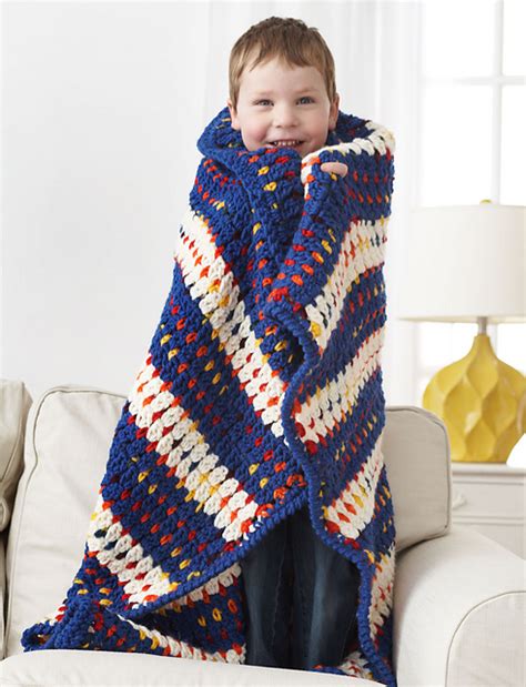 Ravelry Woven Look Striped Blanket Pattern By Bernat Design Studio