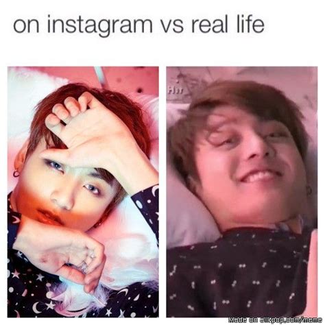 Jungkook On Instagram Vs Real Life Kpop Pinterest