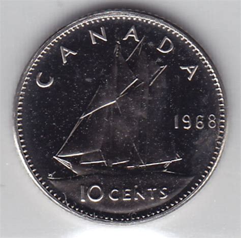 1968 Canada Iccs Graded 10 Cent Dime Coin Pl 66