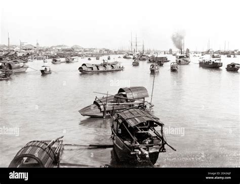Late 19th Century Photograph Harbour View Canton Guangzhou China C