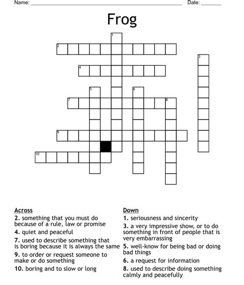 Frog Crossword Wordmint