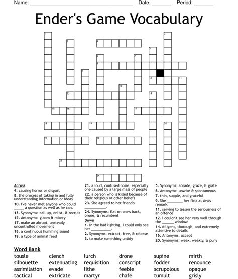 Enders Game Vocabulary Crossword Wordmint