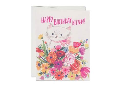 Happy Birthday Kitten Card Paper On Pine Happy Birthday Kitten Card