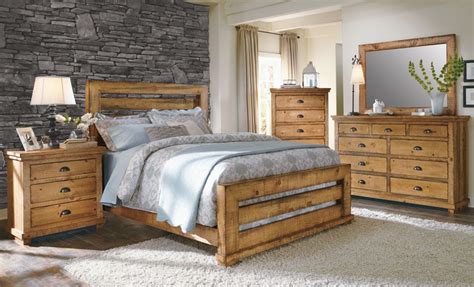 Pine 4 Piece Bedroom Grand Home Furnishings K5534 Upholstered
