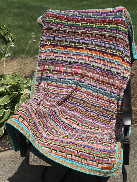 Beautiful Colorful Blanket In Mosaic Crochet With Apache Tears Stitch