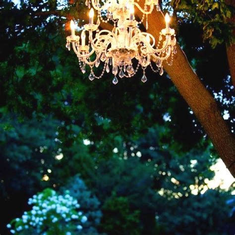 Outdoor Chandelier Hanging From The Trees At The Alter Outdoor