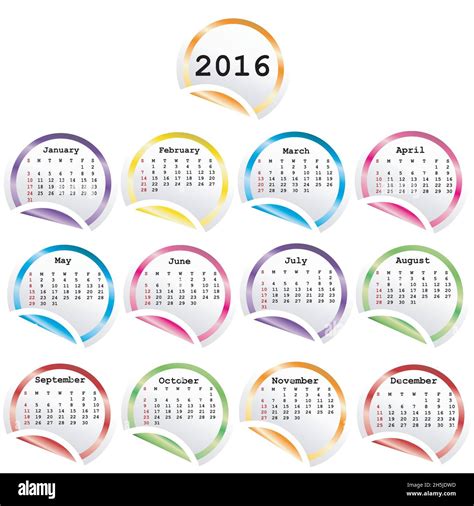 2016 Calendar Stock Vector Images Alamy