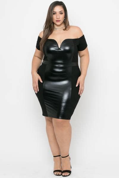 This Plus Size Stretch Knit Dress Features A V Neckline Off The
