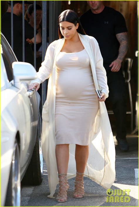 Full Sized Photo Of Pregnant Kim Kardashian Displays Baby Bump In