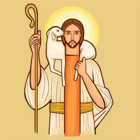 Jesus Good Shepherd Carrying A Sheep On His Shoulders 11440716 Vector