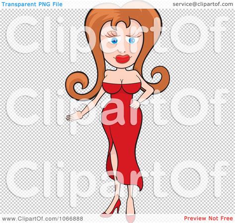 Clipart Presenting Woman In A Red Dress Royalty Free Vector