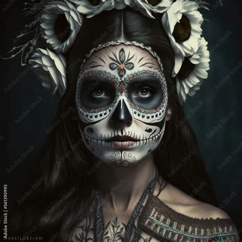 Dia De Los Muertos Mexican Holiday Of The Dead And Halloween Woman