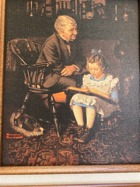 Norman Rockwell The Reading Hour Little Girl Reading To Grandpa