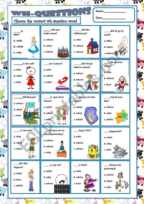 Wh Questions Esl Worksheet By Misstylady