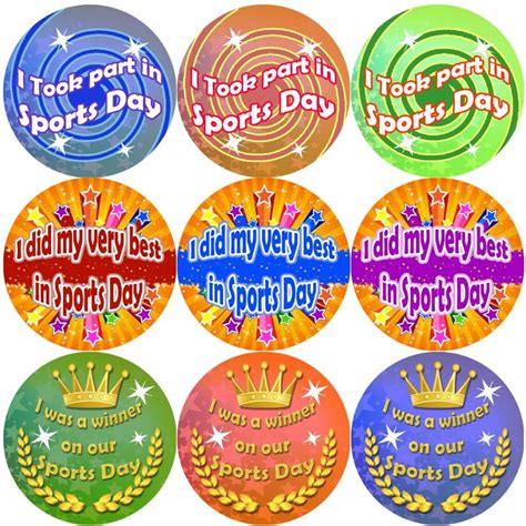 144 Sports Day Themed Teacher Reward Stickers Large Sticker Stocker