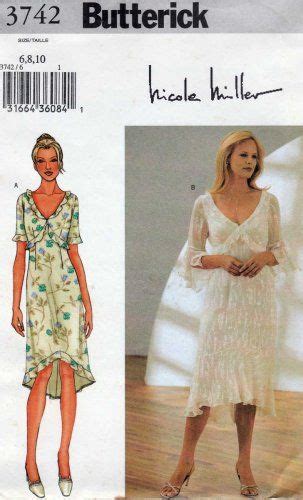 Womens Raised Waist Dress Sewing Pattern Misses Size 6 8 10 Uncut