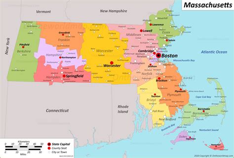 Massachusetts State Map With Towns Map