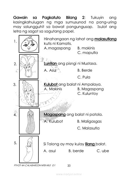 Mtb Mle 1 Module Quarter 4 Grade 1 Modules