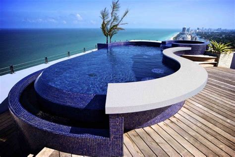 Infinity type swimming pool retaining wall with catch pool detail. 20 Of The Most Incredible Residential Rooftop Pool Ideas