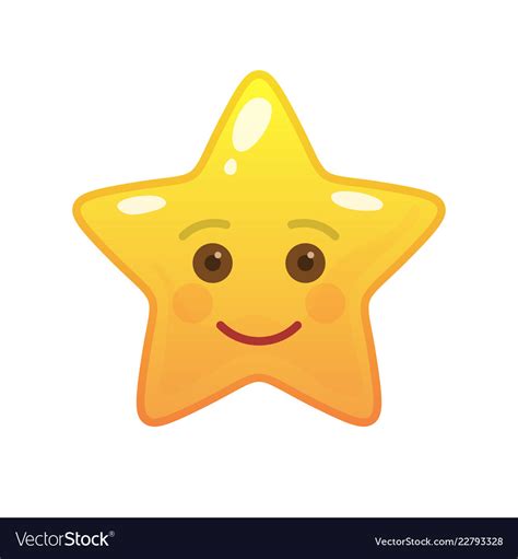 Happy Star Shaped Comic Emoticon Royalty Free Vector Image