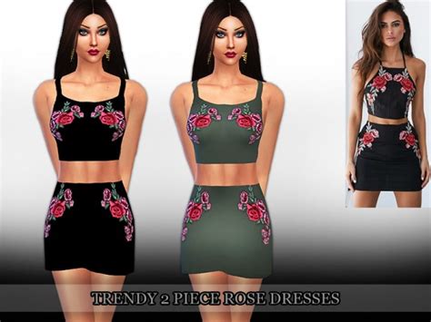 The Sims Resource Trendy Two Piece Rose Dresses By Saliwa • Sims 4