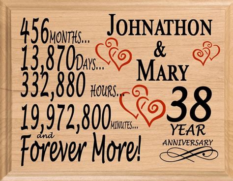 38 Year Anniversary T Sign Personalized 38th Wedding Anniversary