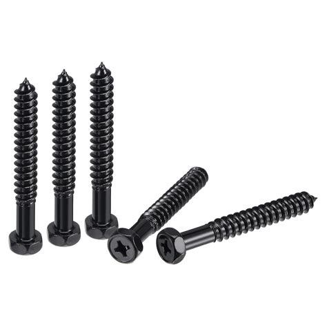 Uxcell Hex Lag Screws Carbon Steel Half Thread Self Tapping Bolts For