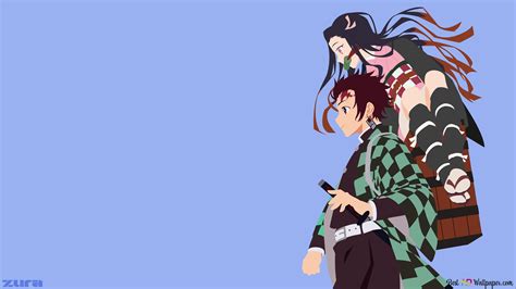 Demon slayer Tanjiro carries her demon sister Nezuko 4K wallpaper download
