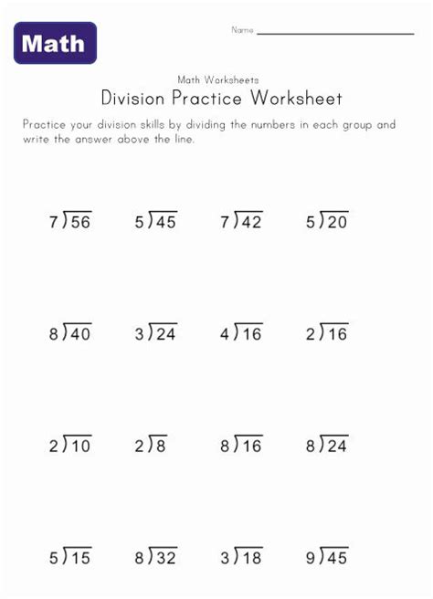 Simple Division Worksheets Division Worksheets Math Complete Division