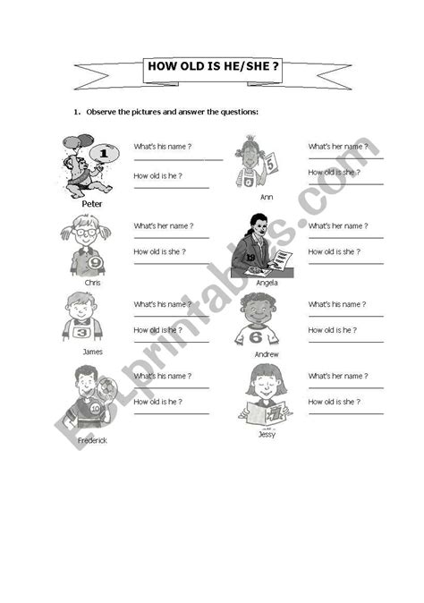 How Old Is She He Esl Worksheet By Baby V