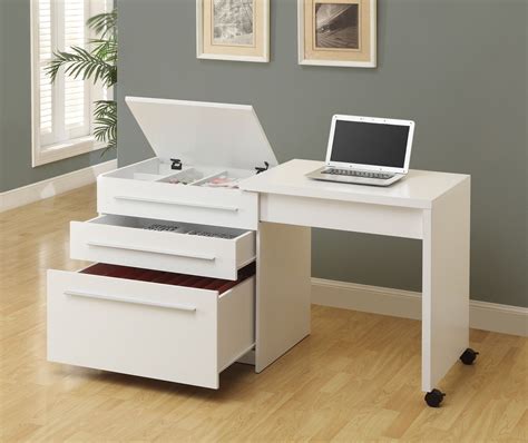 Computer Desk White Slide Out With Storage Drawers White Computer
