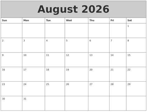 April 2026 Calendar Template
