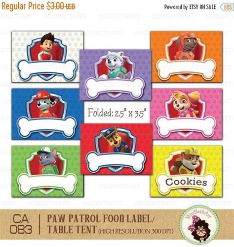 Paw Patrol Food Labels Girls Etsy Paw Patrol Printables Free Paw My