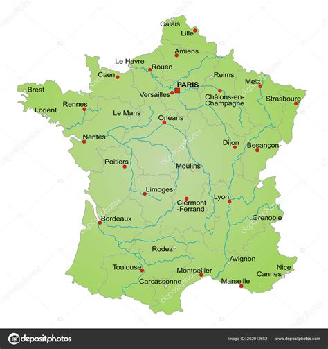 El mapa político de francia muestra las 27 regiones en que se divide el país, 22 de ellas en la metrópolis, que es como se denomina la parte continental. Amiens mapa francia por.