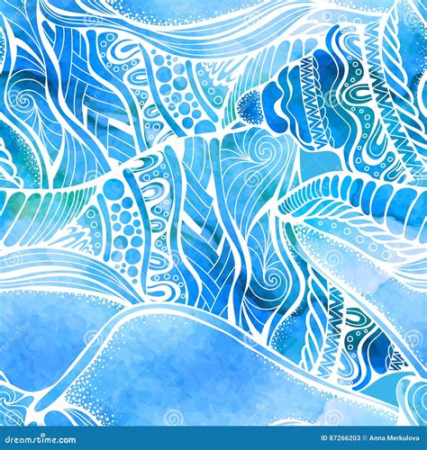 Watercolor Nautilus Shell Seamless Pattern Stock Vector Illustration