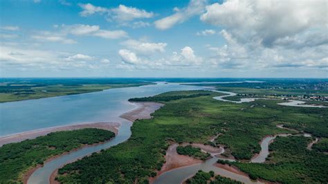 Aerial View Of An Estuary And Its Surrounding Lush Landscape · Free