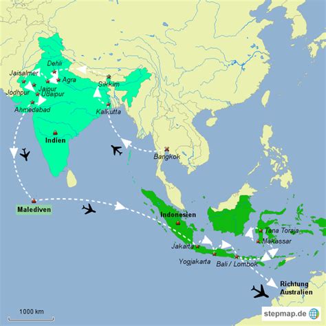 Sri lanka schränkt abfertigungsbetrieb in zollämtern ein. StepMap - Indien Malediven Indonesien - Landkarte für Asien