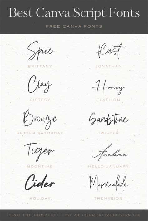 The Best Fonts On Canva Elegant Free Script Fonts