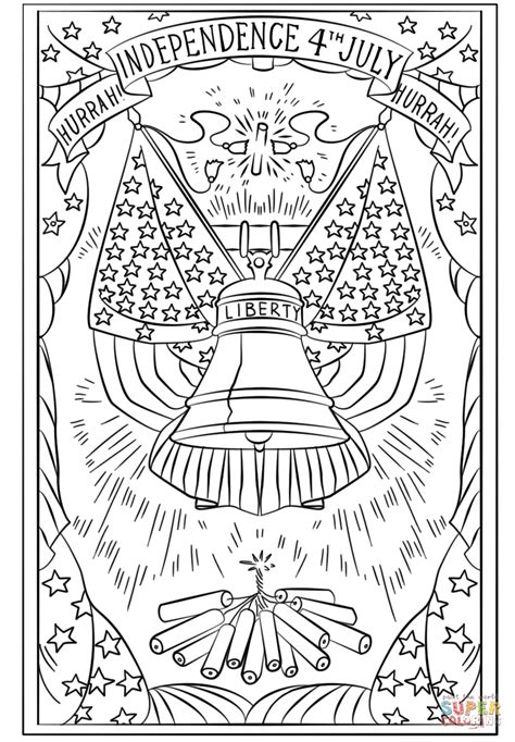 Scroll down to these coloring pages on this page: Hurrah! Independence 4th July Postcard coloring page ...