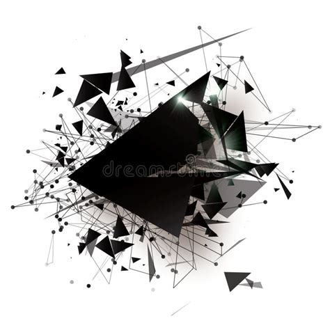 Black Geometric Polygonal Art Elements Abstract Explosion With