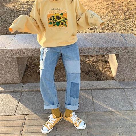 Sunflower Sweatshirt Retro Outfits Aesthetic Clothes Vintage Outfits