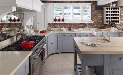 With its ability to create a unique balance of warmth but if you're looking to take the look of your gray kitchen cabinets to the next level, here are some of the best ways to do it Two toned kitchen. Love the red accents with this color scheme! And that brick wall is gorgeous ...