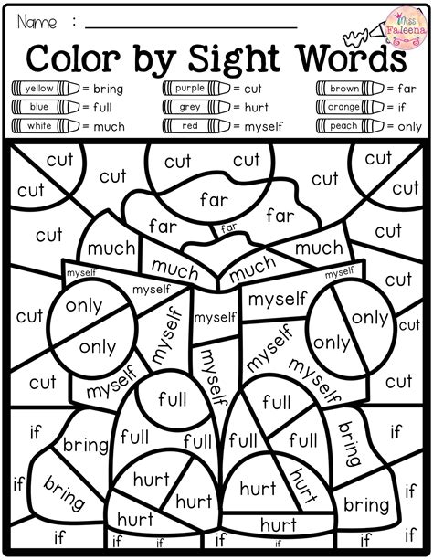 Back To School Color By Code Sight Words Third Grade Sight Word