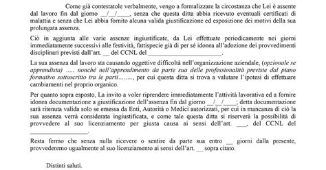 Lettera Licenziamento Giusta Causa Assenza Ingiustificata Scrivere Un