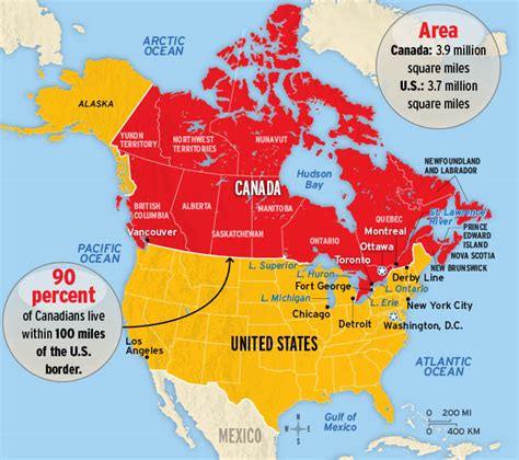 Us Canada Border Map Canada History Geography Culture Britannica