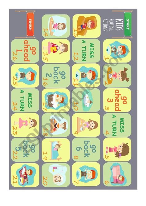 Daily Routine Actions Board Game Esl Worksheet By Olynj Daily